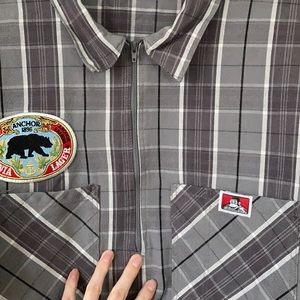Ben Davis short sleeve plaid shirt gray